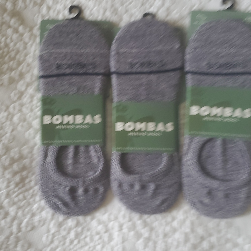 BOMBAS MERINO WOOL NO SHOWS SOCKS / 3 PAIR/ ; UNISEX : LARGE IN DARK FIG - Picture 4 of 4